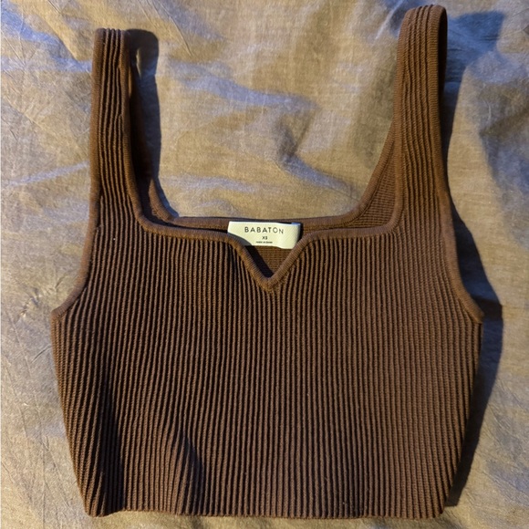 Babaton Chocolate Ribbed Square-Neck Tank - Picture 2 of 3